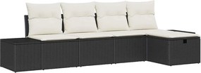 vidaXL Kerti Kanapé Szett párnával 5 pcs polirattan