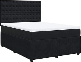 vidaXL fekete bársony rugós ágy matraccal 140 x 190 cm