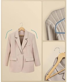 SONGMICS fa vállfa szett, 30 darabos csomag világos bézs színben