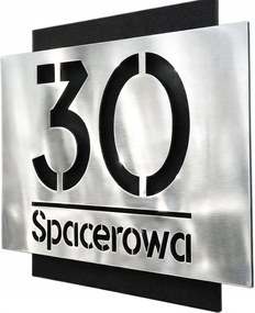 Címtábla rozsdamentes acél 40x32cm házszám utca lézervágott