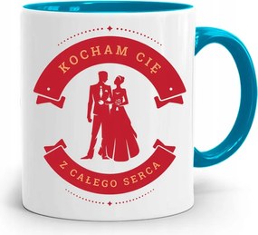 Kék Bögre Valentin Napra Teljes Szívből, fényképes nyomattal