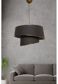 Antracitszürke-aranyszínű függőlámpa textil búrával ø 32 cm Barette – Opviq lights