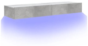 2 db betonszürke TV-szekrény LED-lámpákkal 60x35x15,5 cm