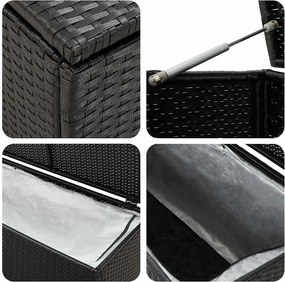 Fekete Polyrattan Kerti Tárolóláda 200 X 50 X 60 Cm