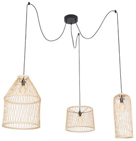 Intelligens kültéri függőlámpa rattan 3-lámpás LED-del - Calamus