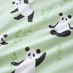 Zöld kétszemélyes gyerek ágyneműhuzat 200x200 cm Panda Paws – Catherine Lansfield