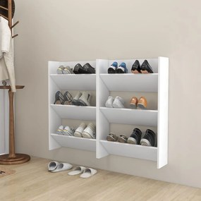 2 db fehér fali cipősszekrény 60 x 18 x 90 cm