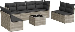 vidaXL 9 részes világosszürke polyrattan kerti ülőgarnitúra párnával