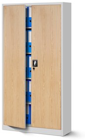 4x JAN fém irodai irattartó szekrény, 900 x 1850 x 400 mm, Eco Design: fehér/ sonoma tölgy