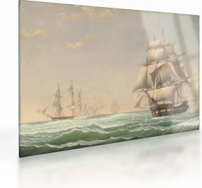 Üveg kép - Fitz Henry Lane, The United States Frigate President Engaging the British Squadron, reprodukciók (70x50 cm)