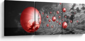 Piros gömbök képe (órával) (90x30 cm)