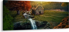 Egy ház képe egy mesebeli tájban (120x50 cm)