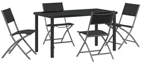 vidaXL Kert étkező szett 5 pcs Fekete Porszórt acél