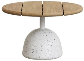 Fehér-natúr színű kerek dohányzóasztal akácfa asztallappal ø 55 cm Saura – Kave Home