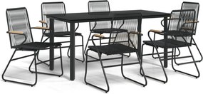 vidaXL 7 részes fekete PVC rattan kerti étkezőgarnitúra