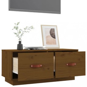 mézbarna tömör fenyőfa TV-szekrény 80 x 34 x 35 cm