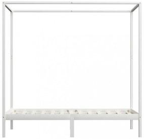 fehér tömör fenyőfa baldachinos ágykeret 100 x 200 cm