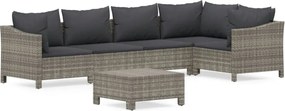 vidaXL 6 részes szürke polyrattan kerti ülőgarnitúra párnákkal