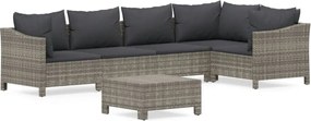 vidaXL 6 részes szürke polyrattan kerti ülőgarnitúra párnákkal
