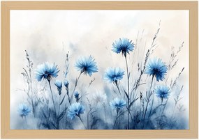 Poszter Keret Fa Természet Kert Mező Virágok Búzavirág Kukorica 60x40