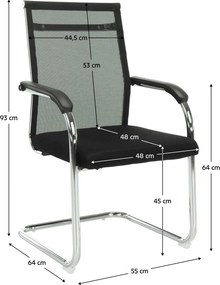Tárgyalószék, fekete/ezüst, ESIN