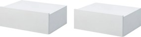 HOMCOM 2 db Függő Éjjeli Szekrény 1 Fiókkal Modern Fali Tervezés 40x30x15 cm Fehér | Aosom