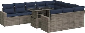 vidaXL 11 részes szürke polyrattan akácfa kerti ülőgarnitúra párnákkal