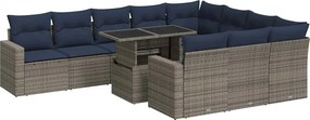 vidaXL 11 részes szürke polyrattan akácfa kerti ülőgarnitúra párnákkal