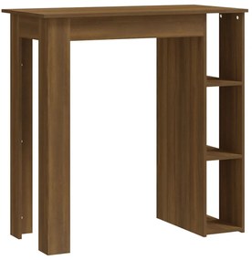Barna tölgy színű szerelt fa bárasztal polccal 102x50x103,5 cm