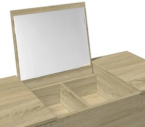 sonoma tölgy színű fésülködőasztal tükörrel 100x45x76 cm
