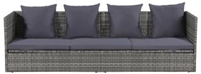 Szürke polyrattan kerti ágy 200 x 60 cm