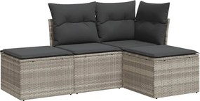 vidaXL 4 részes világosszürke polyrattan kerti ülőgarnitúra párnákkal