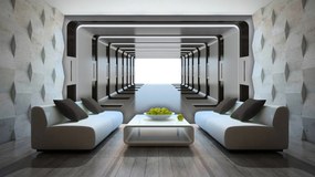 Fotótapéta - 3D ezüst alagút (152,5x104 cm)