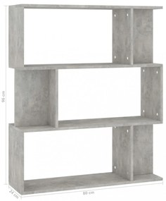 betonszürke szerelt fa könyvszekrény/térelválasztó 80x24x96 cm