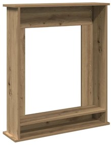 kézműves tölgy színű szerelt fa kandallóburkolat 75x20x87,5 cm