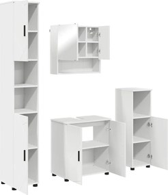 vidaXL Fürdőszoba bútor szett tárolóval 4 pcs Fehér Faanyag & Fém