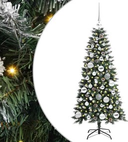 vidaXL Mű karácsonyfa 150 LED-del Zöld 120 cm PVC és Műanyag és Acél