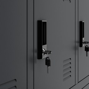 MARCIN fém BHP uzsonnás szekrény, 900 x 1850 x 400 mm, antracitszürke
