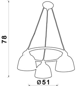 Csillár zsinóron AVIA 3xE27/60W/230V