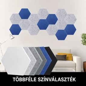 Bilnora extra sűrű Hatszögletű öntapadós hátoldalú filc hangszigetelő panel nappaliba 9mm Vastag 50*50 cm - 06 silver , 50x50x0,9cm