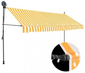 fehér-narancssárga kézzel kihúzható LED-es napellenző 400 cm