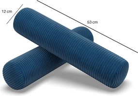 Görgős párna, 2 db, hab töltet, kordbársony, kék