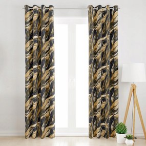 Velvet Függöny Átvezetőkkel Sárga Levelek 145x220