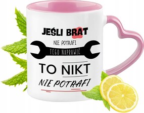 Bögre Testvérnek Rózsaszín Szív Alakú Füllel Kávé Ajándék