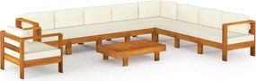 vidaXL 10 darabos akácfa kerti pihenőgarnitúra párnákkal 100 x 60 cm