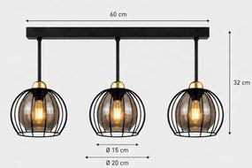Felületre szerelhető csillár SOLO BLACK 3xE27/60W/230V fekete/arany