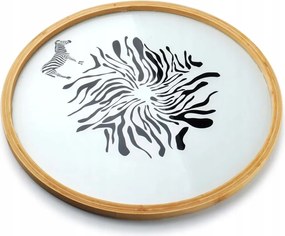 Dekoratív üveg tálca kerek zebra
