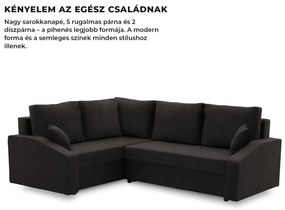 Grande Plus sarokkanapé, baloldali, szövet anyag, fekete