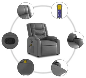 vidaXL szürke műbőr dönthető masszázs- és állófotel