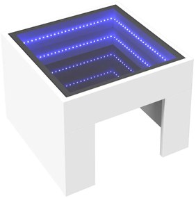 fehér végtelen hatású LED-es dohányzóasztal 40 x 40 x 30 cm